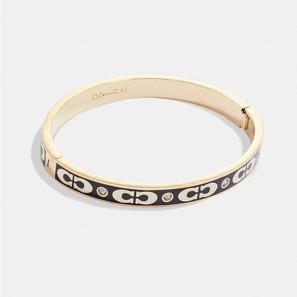 Coach Signature Enamel Hinged Bangle - Gold - Picture 1 of 1